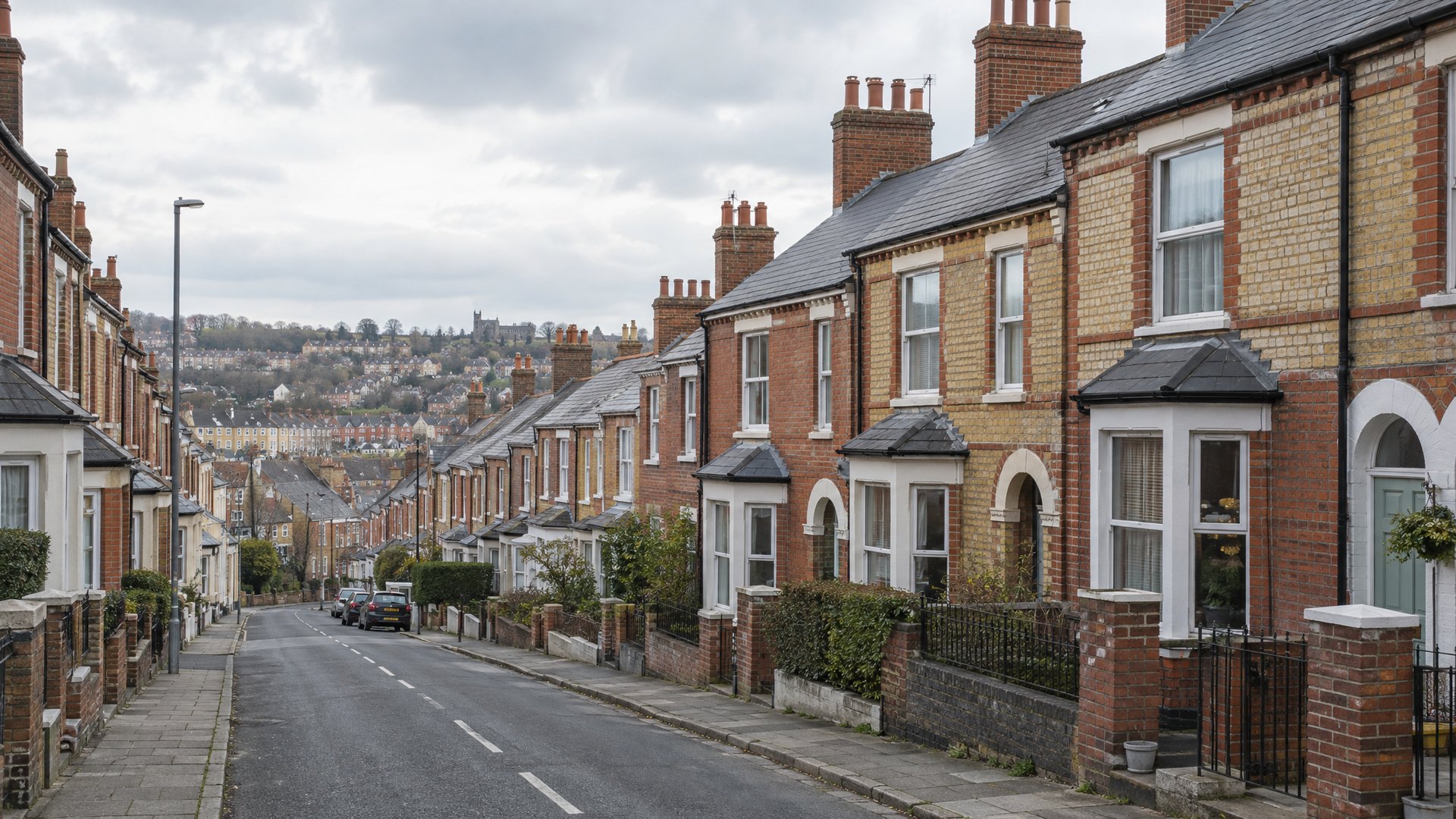 Terraced houses with slate roofs
